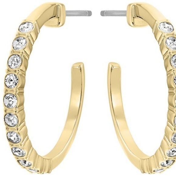 Swarovski BETH Gold Crystals Small Hoop Earrings - Picture 3 of 4